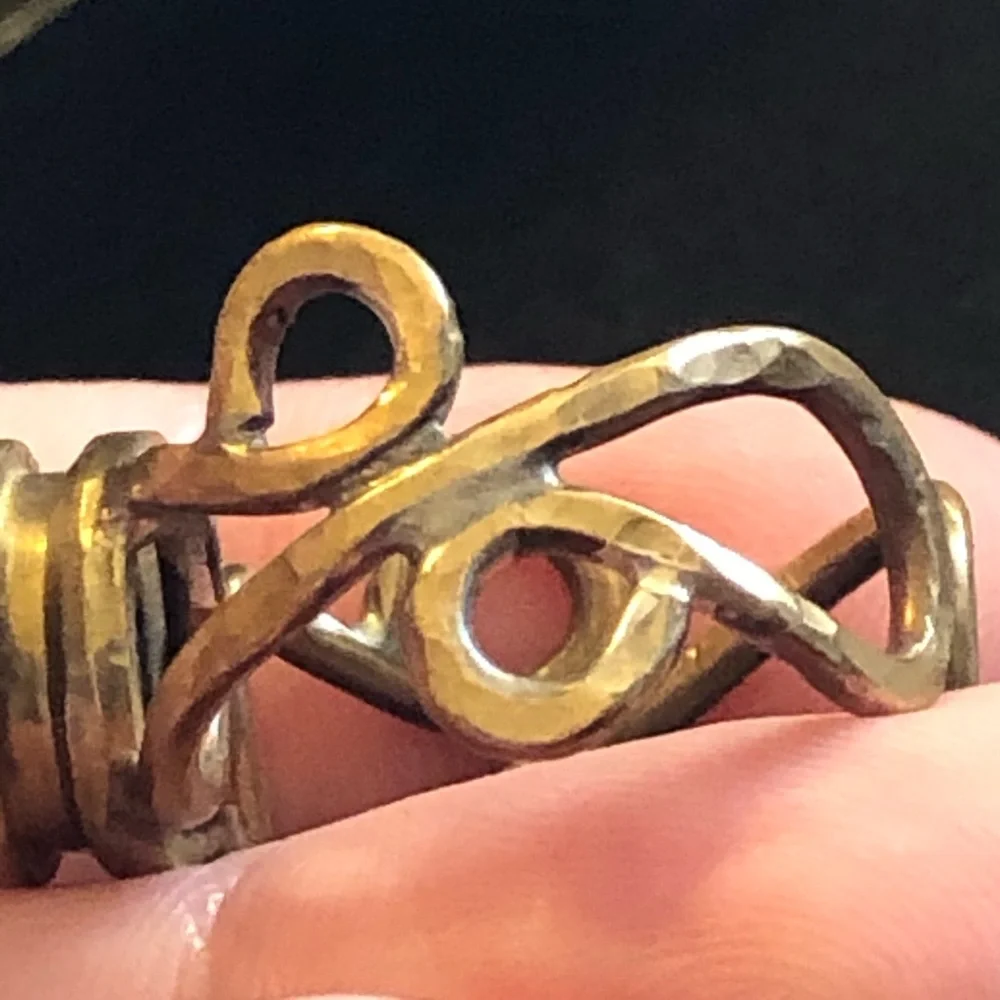 Vintage handmade hammered brass bullet primer ring